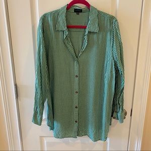 The Limited Green Gingham Button Down Tunic